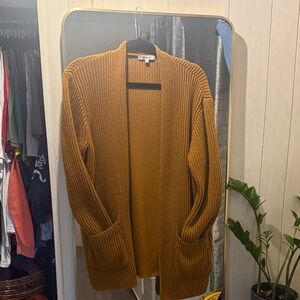 Madewell Open-Front Chunky Cardigan in Mustard Yellow